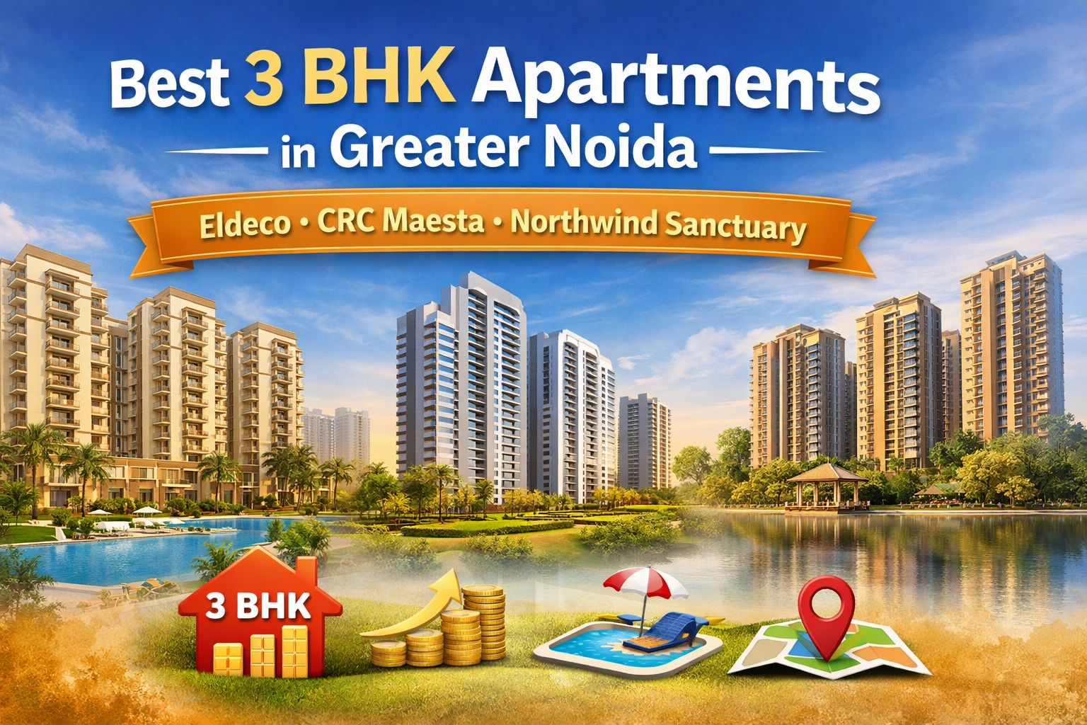 Best 3 BHK Apartments in Greater Noida Eldeco, CRC Maesta & Northwind Sanctuary