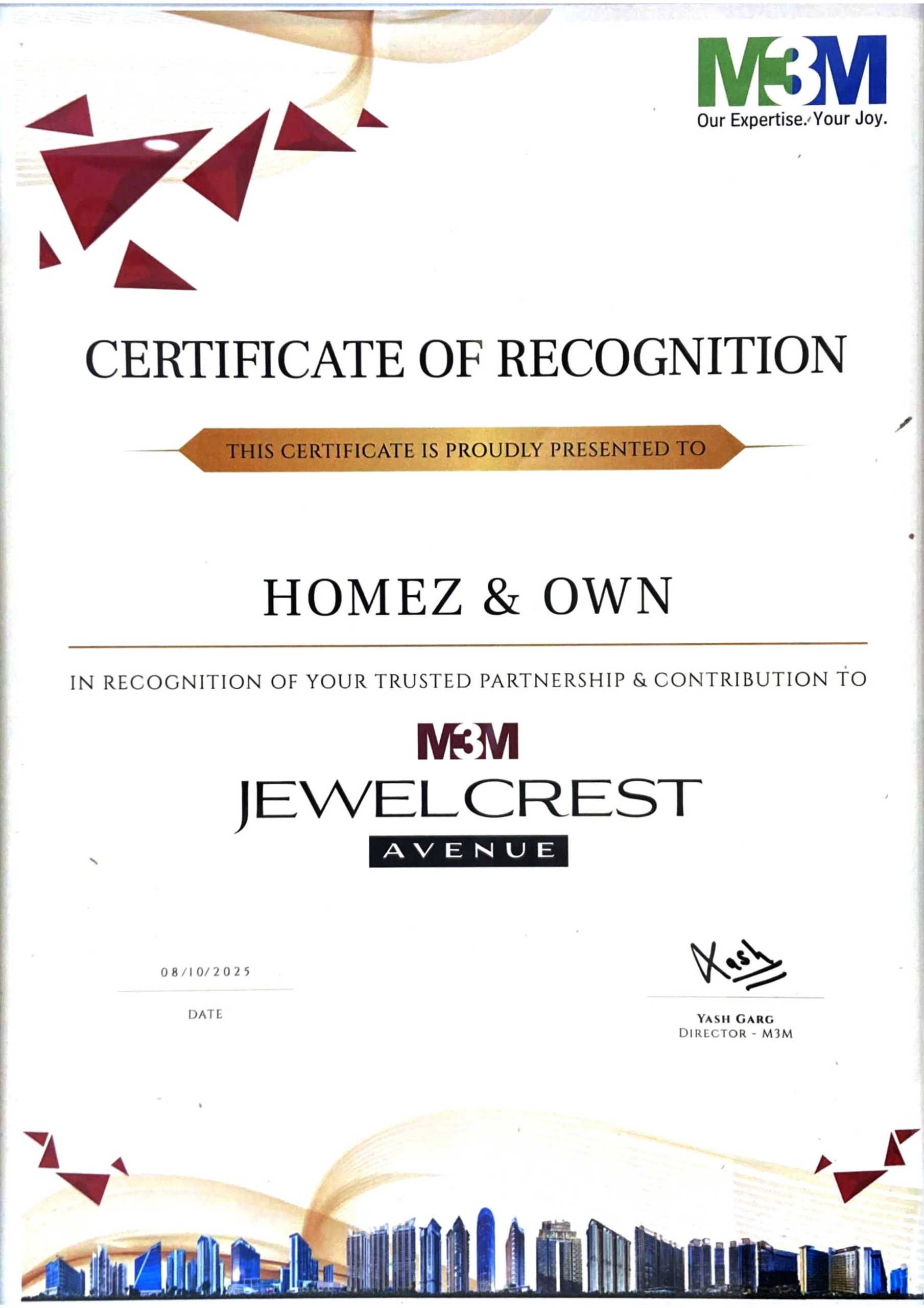 Jewel crest award